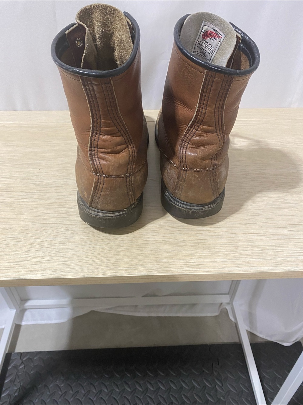 Red Wing Steel Toe Brown Leather Lace-Up Work Boots - Picture 3 of 5